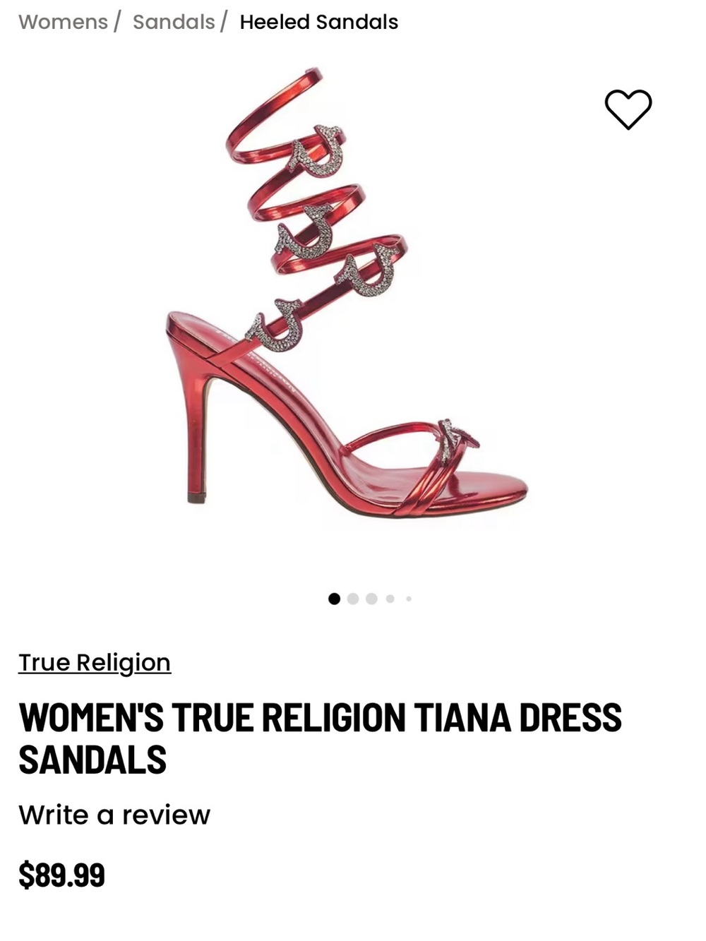 True Religion Red Metallic Spiral-Strap Heeled Sandals